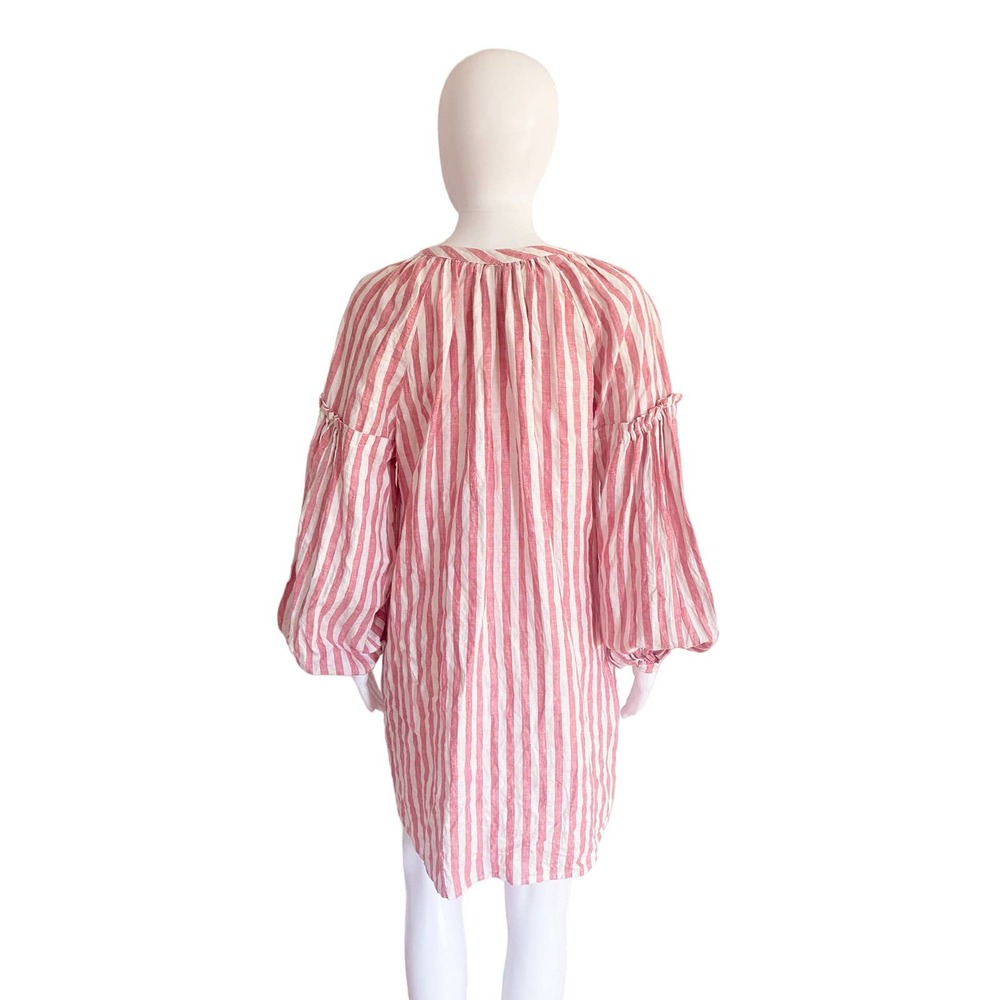 ❗️SOLD❗️MARCH 11 RED STRIPE LINEN TUNIC DRESS - Picture 4 of 5
